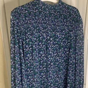 Reitmans Blue Floral Long Sleeve Mini Dress